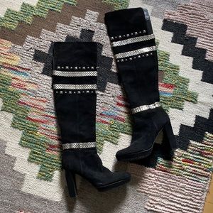 Stuart Weitzman over the knee suede and metal detail heeled boot size 7.5